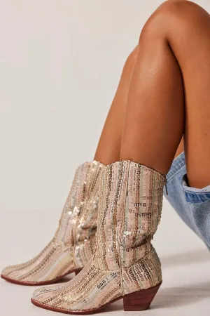 SEQUIN EMBROIDERED WESTERN BOOTS LUNA X FREE PEOPLE