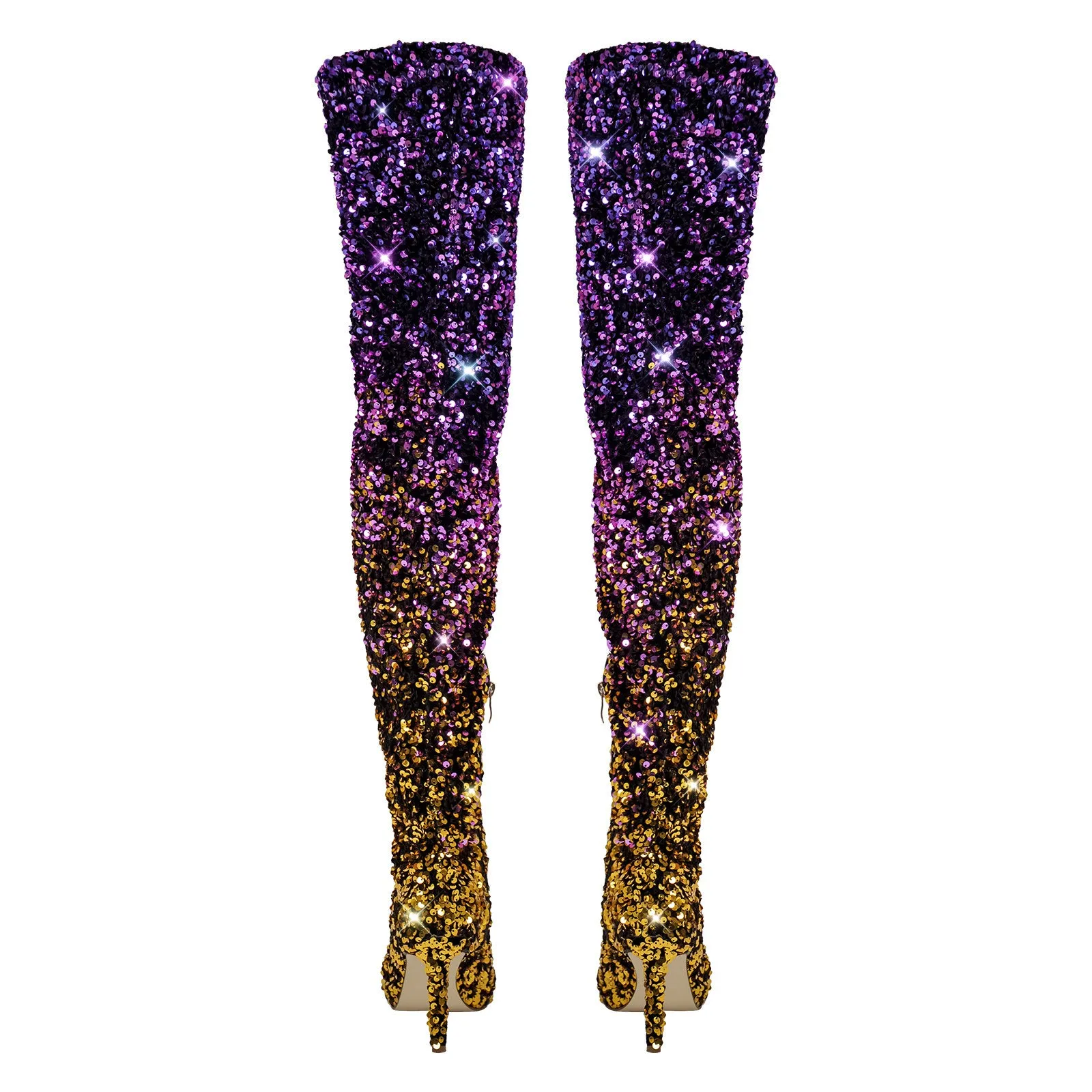 Sequins Pointed Toe Stiletto Thigh Boots