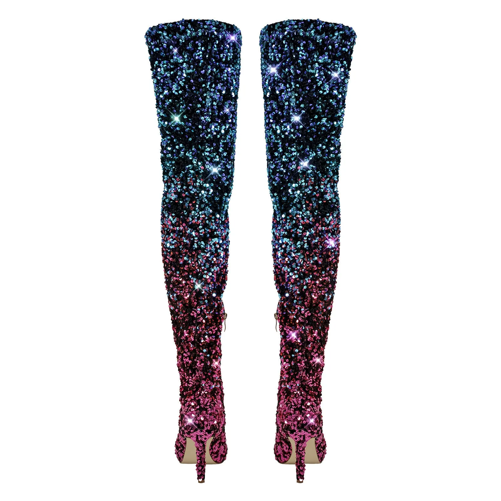 Sequins Pointed Toe Stiletto Thigh Boots