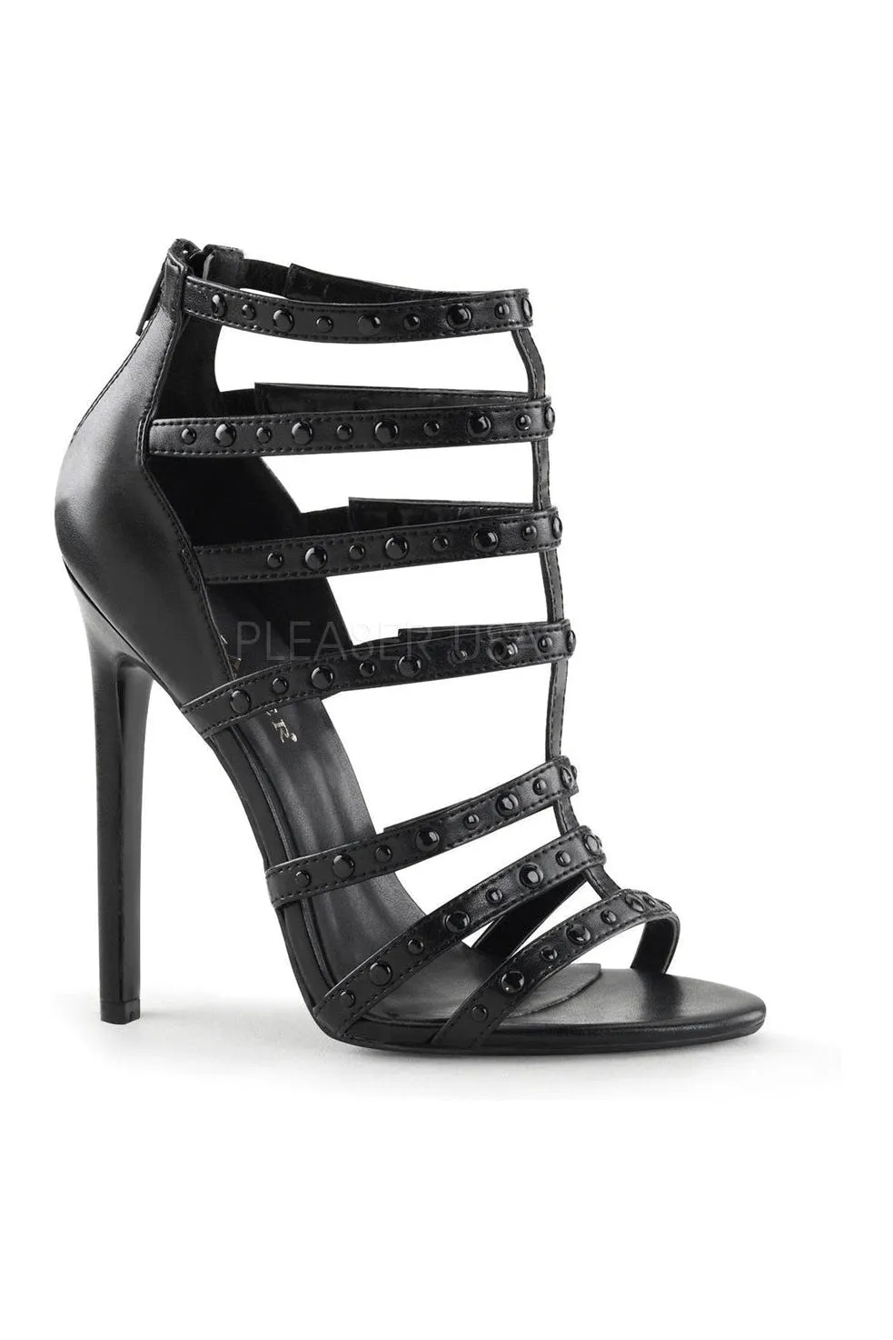 SEXY-15 Sandal  | Black Faux Leather