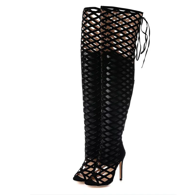 Sexy Peep Toe Cut Out/ Over The Knee High Heels