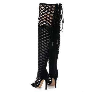 Sexy Peep Toe Cut Out/ Over The Knee High Heels