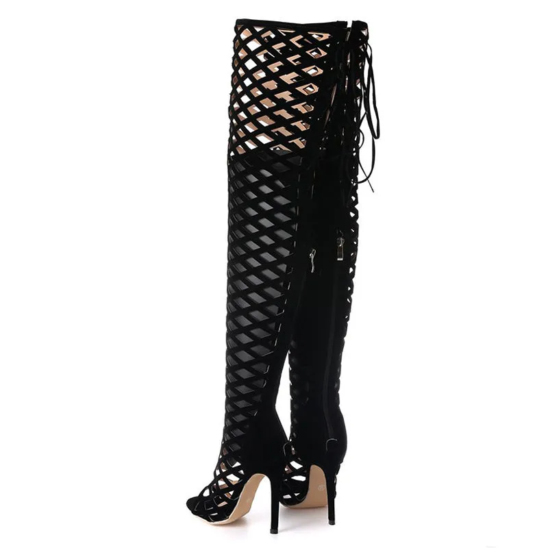 Sexy Peep Toe Cut Out/ Over The Knee High Heels