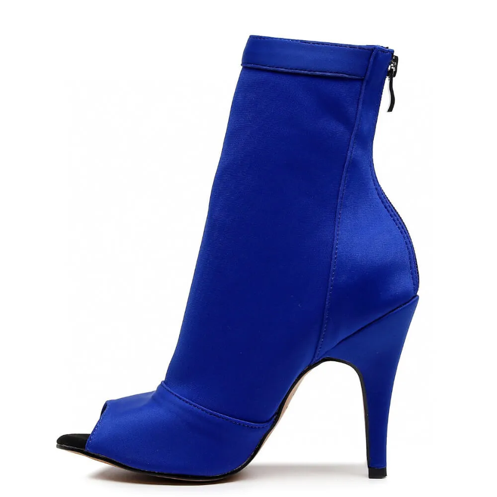 Shabina - Blue Lycra - Suede Sole - Dance Floor Only