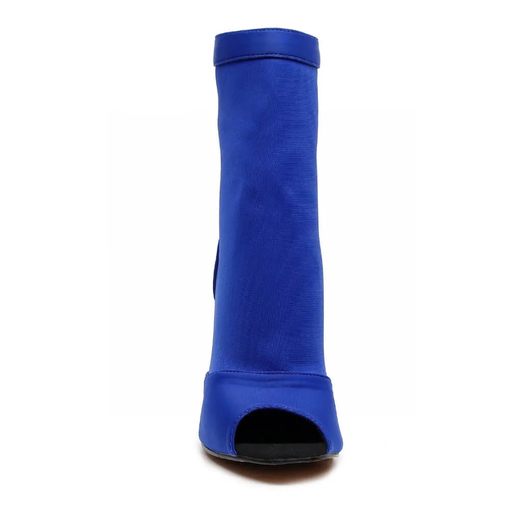 Shabina - Blue Lycra - Suede Sole - Dance Floor Only