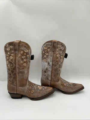 Shyanne MAISIE Floral Embroidered Leather Snip Toe Western Boots Womens Size 7.5 - Very Good