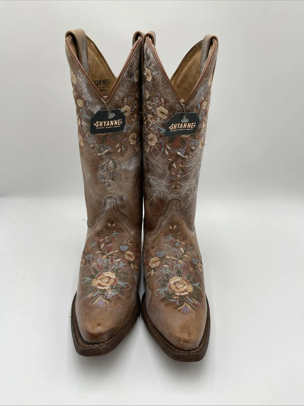 Shyanne MAISIE Floral Embroidered Leather Snip Toe Western Boots Womens Size 7.5 - Very Good