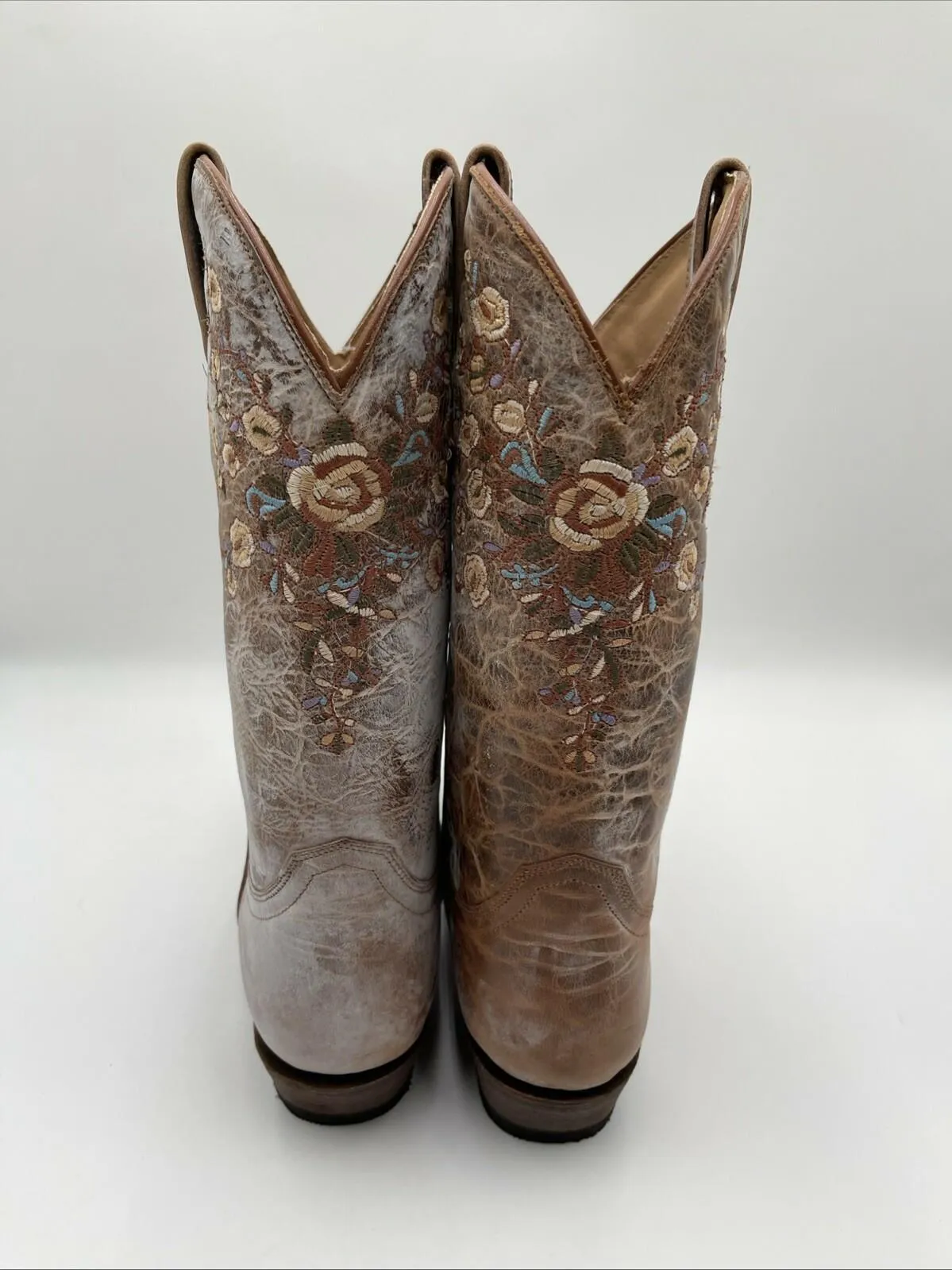 Shyanne MAISIE Floral Embroidered Leather Snip Toe Western Boots Womens Size 7.5 - Very Good