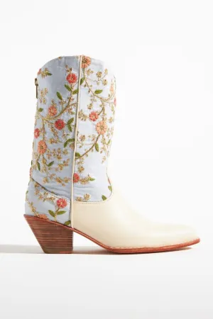 SILK EMBROIDERED WESTERN BOOTS LOUIS