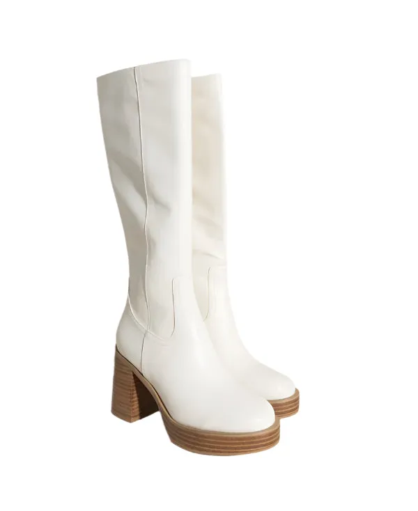 Size 8.5 White Juniper - Platform Knee-High Boots