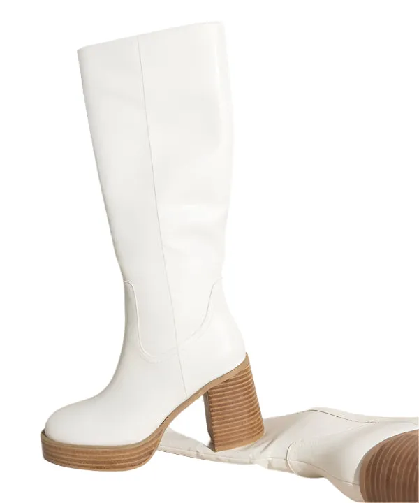Size 8.5 White Juniper - Platform Knee-High Boots