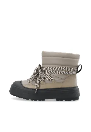 Snowboot - Leather/Textile - Taupe, Warm Lining - Taupe