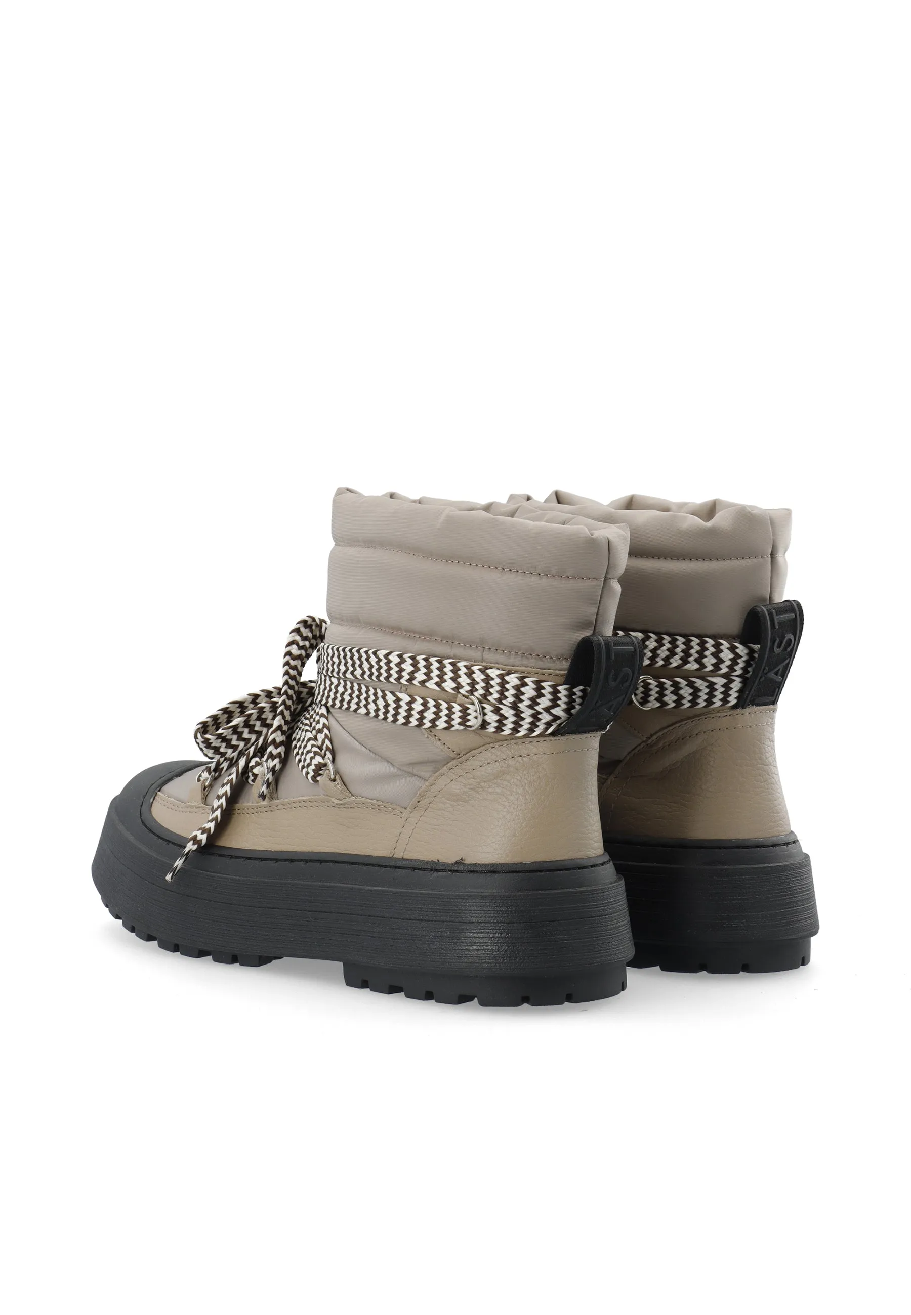 Snowboot - Leather/Textile - Taupe, Warm Lining - Taupe