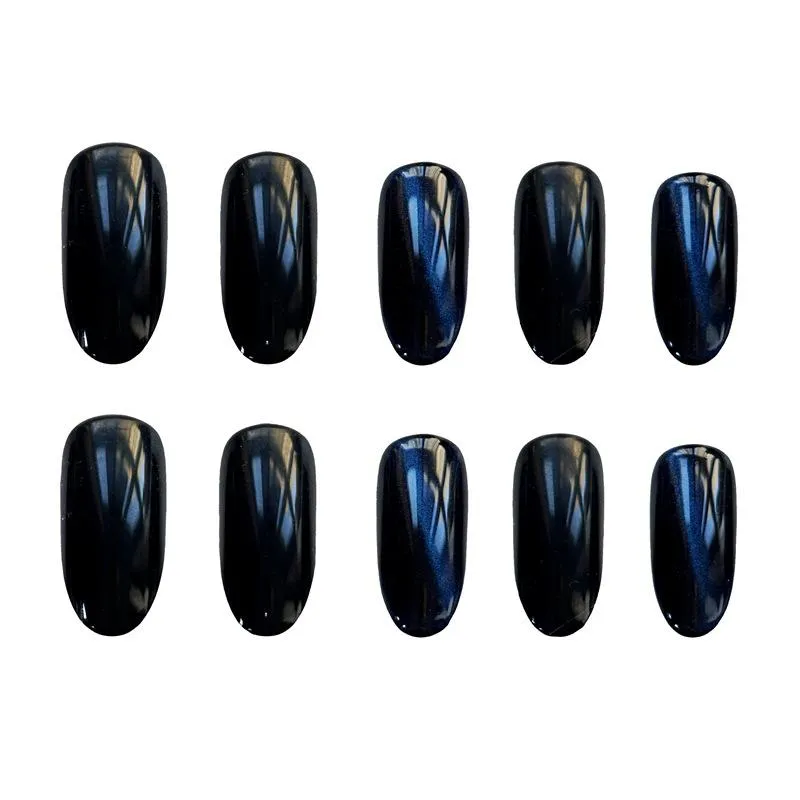 Stiletto Gel Cateye Blue Black