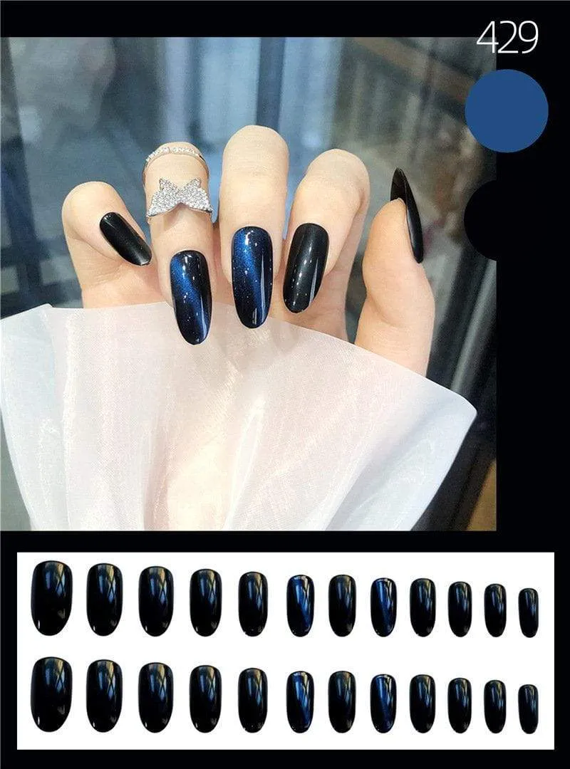 Stiletto Gel Cateye Blue Black