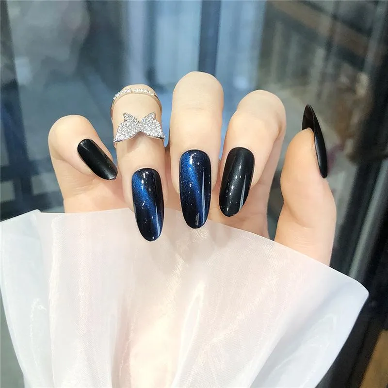 Stiletto Gel Cateye Blue Black