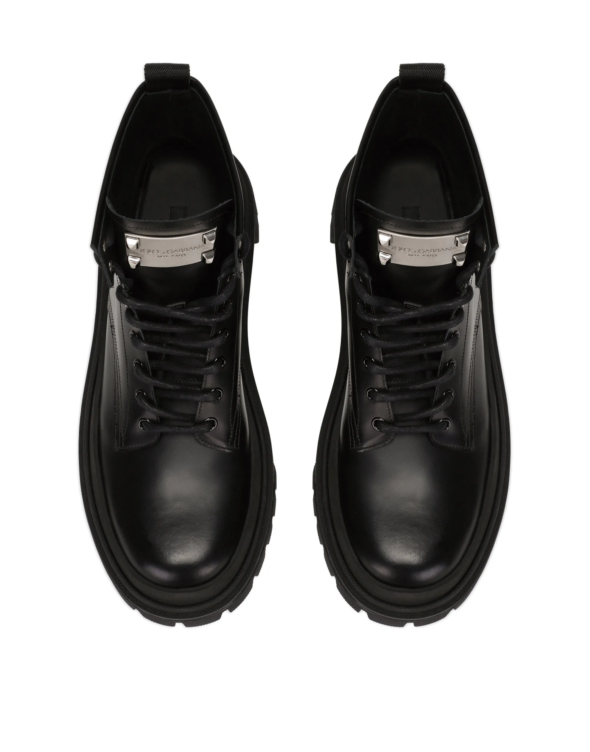 Studded calfskin hi-trekking ankle boots