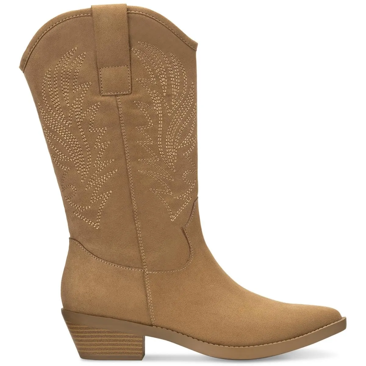 Style & Co. Womens Miyyaa Embroidered Cowboy, Western Boots Tan 7 Medium (B,M)