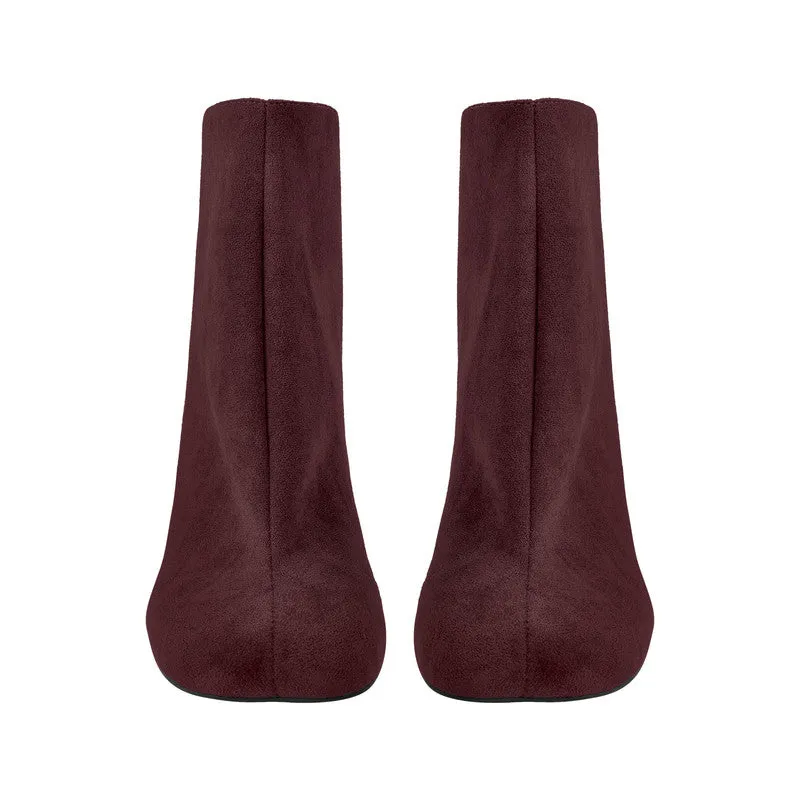 Suede Ankle Stiletto Tabi Boots Square Toe