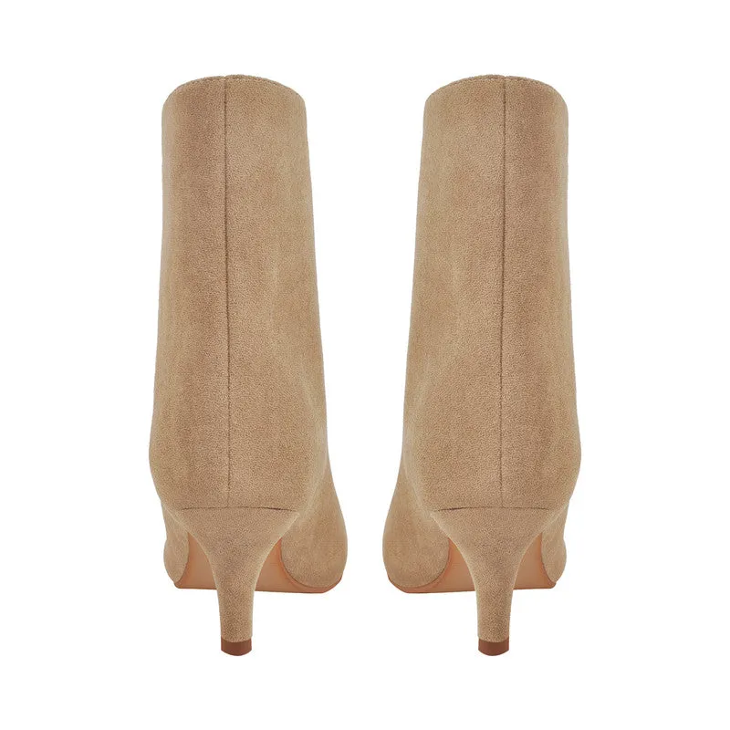 Suede Ankle Stiletto Tabi Boots Square Toe