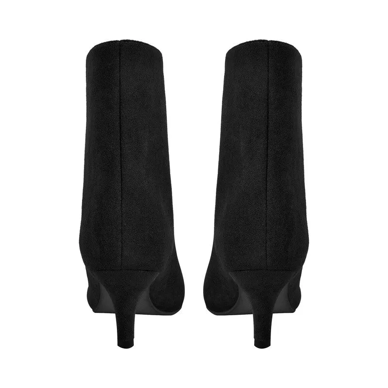 Suede Ankle Stiletto Tabi Boots Square Toe