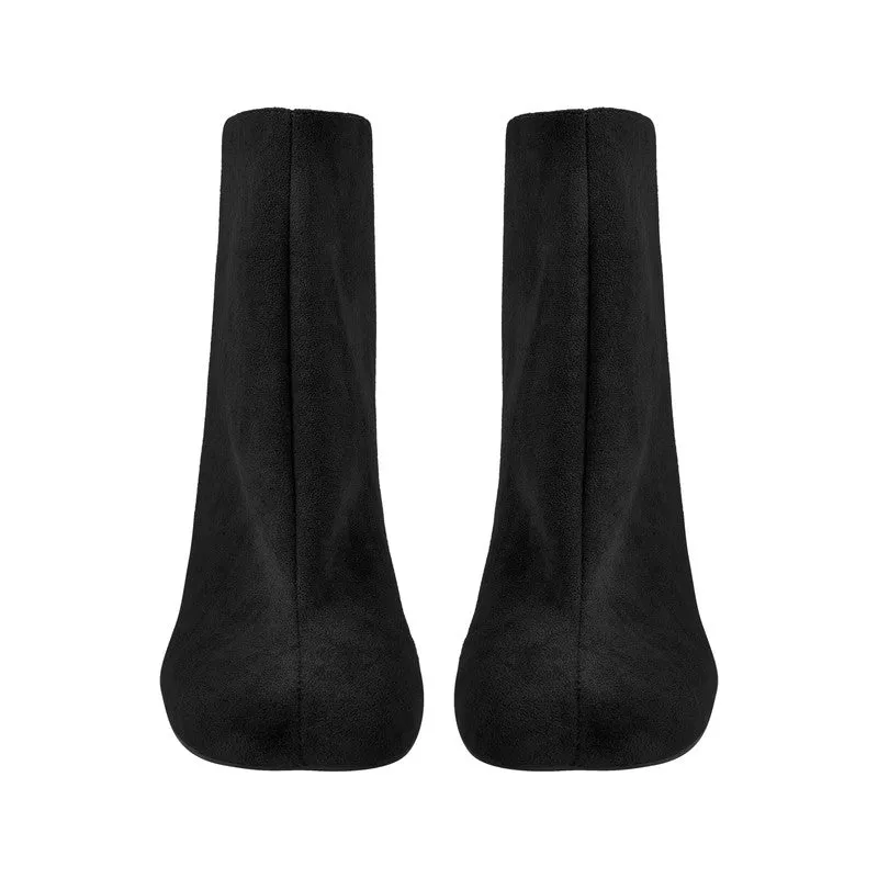 Suede Ankle Stiletto Tabi Boots Square Toe