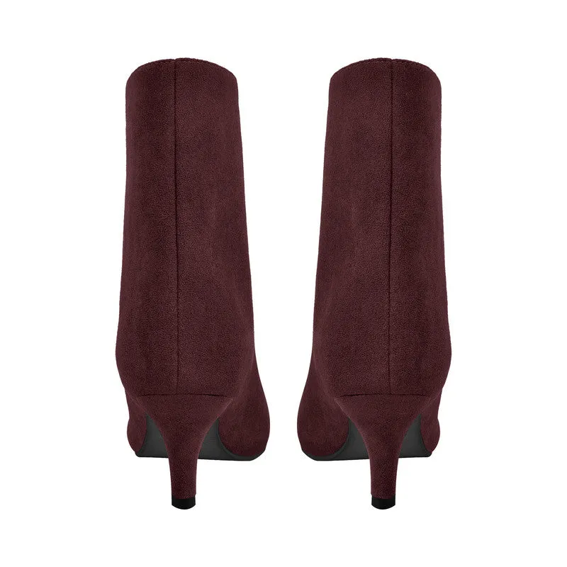 Suede Ankle Stiletto Tabi Boots Square Toe