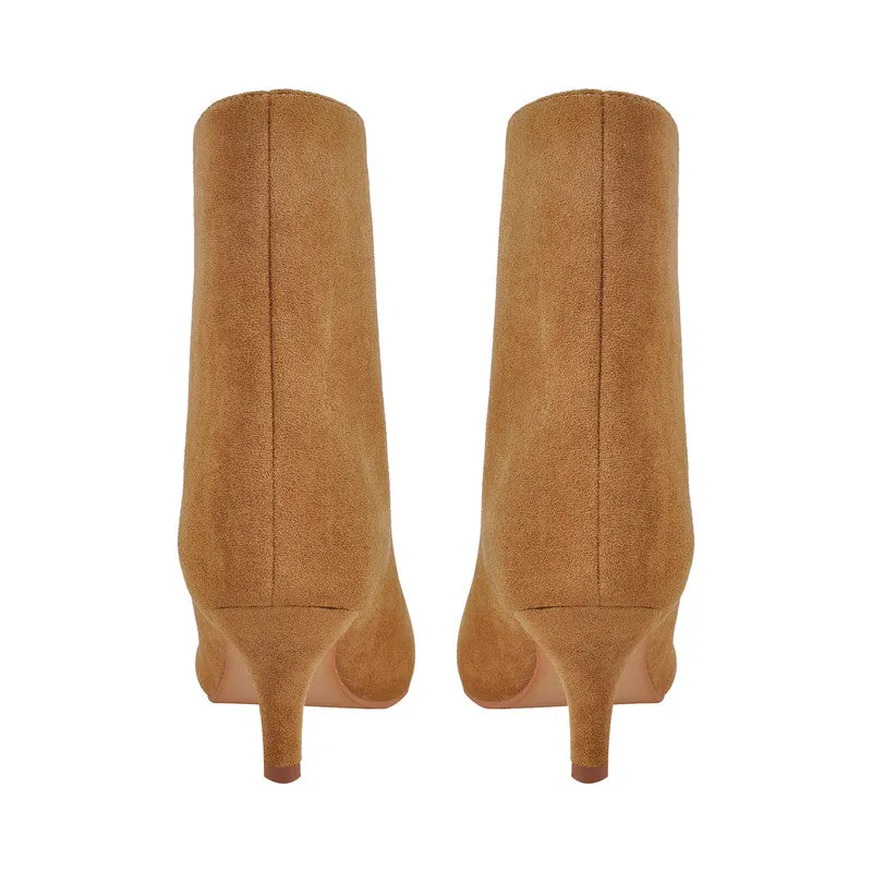 Suede Ankle Stiletto Tabi Boots Square Toe