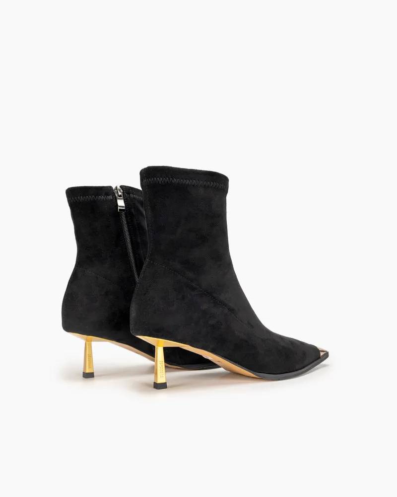 Suede Stretch Sexy Stiletto High Heel Mid Calf Boots