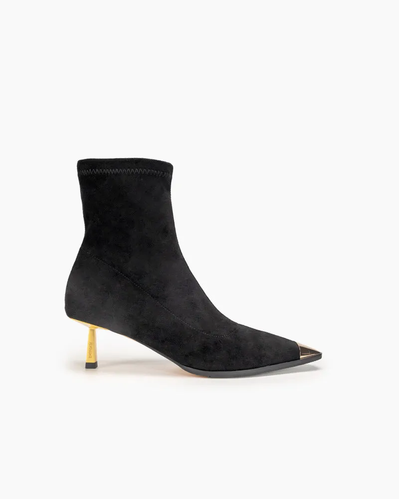 Suede Stretch Sexy Stiletto High Heel Mid Calf Boots