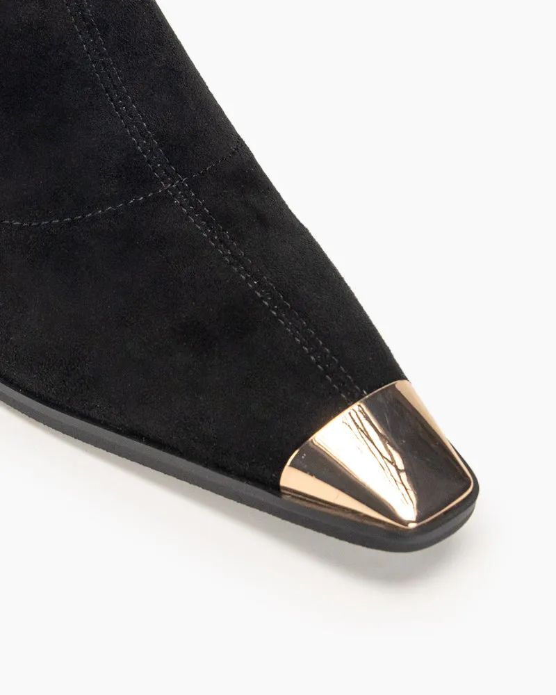 Suede Stretch Sexy Stiletto High Heel Mid Calf Boots