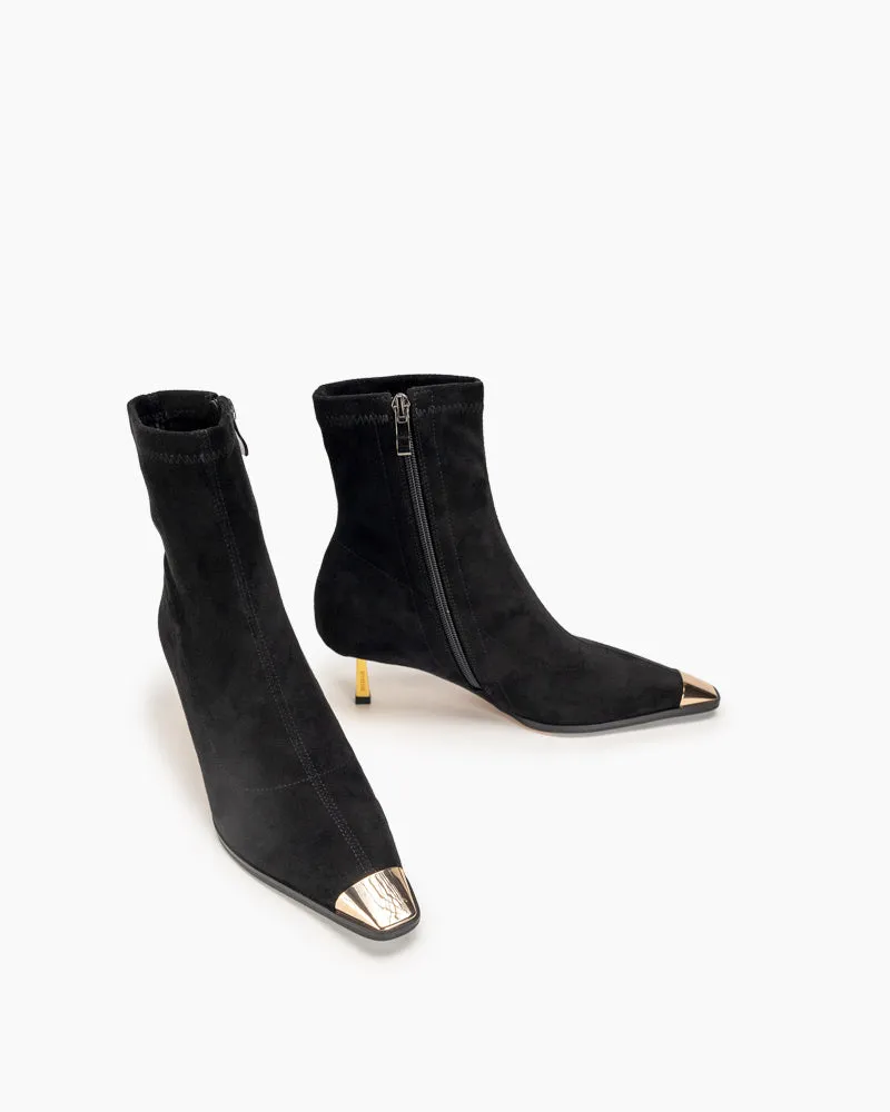 Suede Stretch Sexy Stiletto High Heel Mid Calf Boots