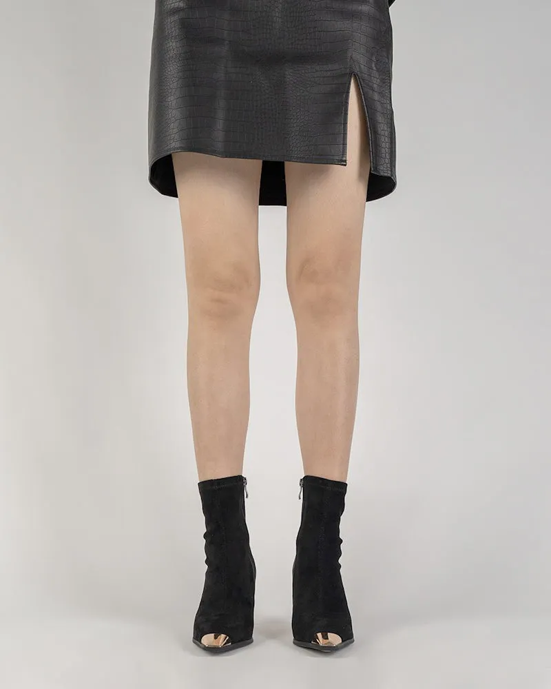 Suede Stretch Sexy Stiletto High Heel Mid Calf Boots
