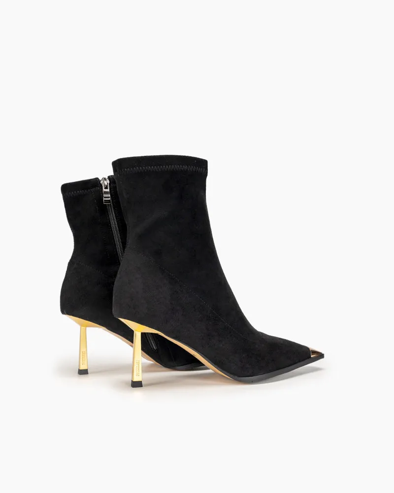 Suede Stretch Sexy Stiletto High Heel Mid Calf Boots