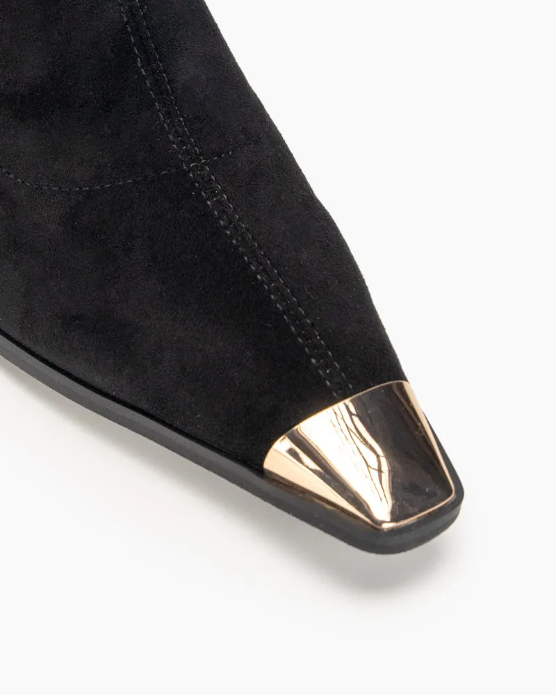 Suede Stretch Sexy Stiletto High Heel Mid Calf Boots
