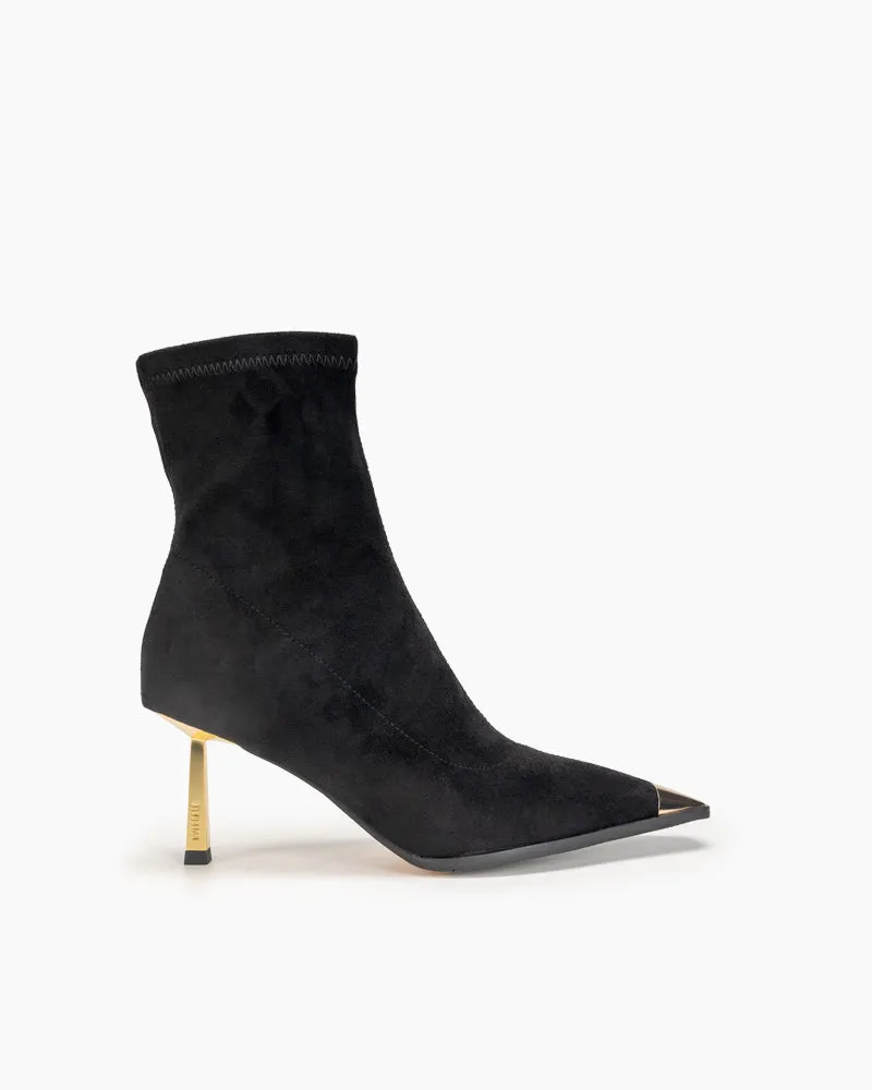Suede Stretch Sexy Stiletto High Heel Mid Calf Boots