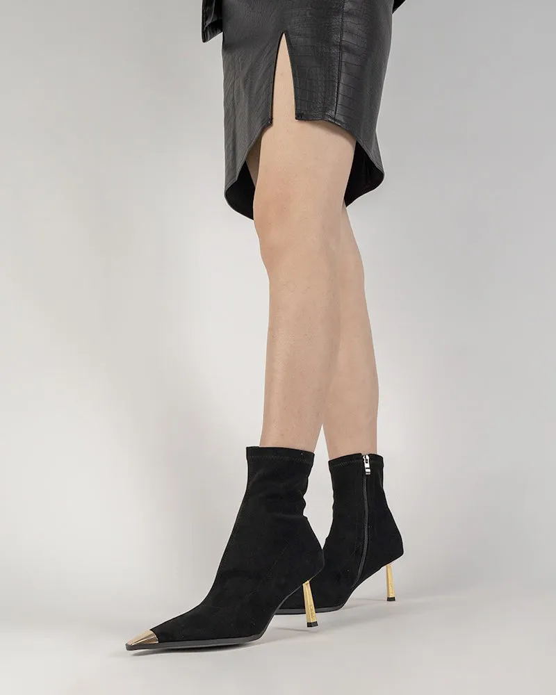 Suede Stretch Sexy Stiletto High Heel Mid Calf Boots