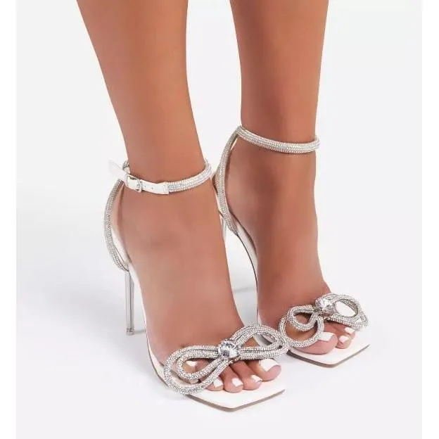 Sugar Coated Women's Rhinestone Bow Heeled Sandals