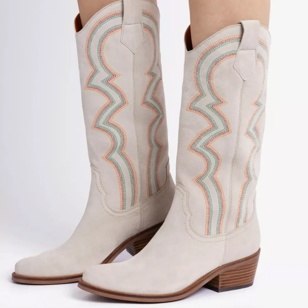 Sun Salutation Embroidered Cowboy Boot