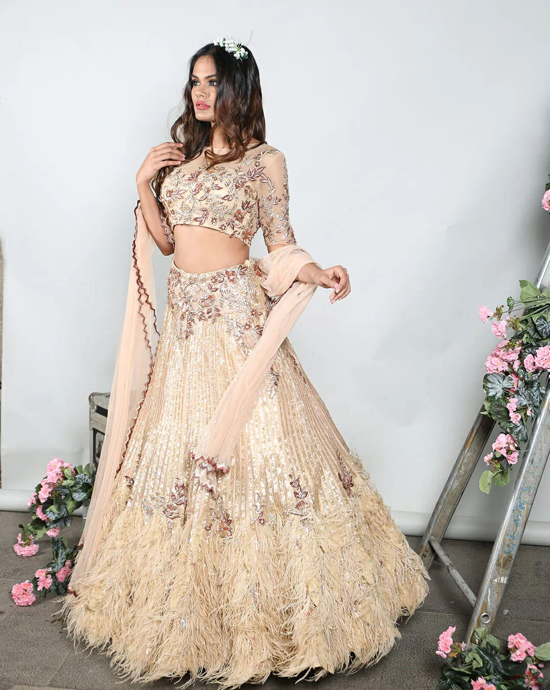 The Gold Feather Lehenga