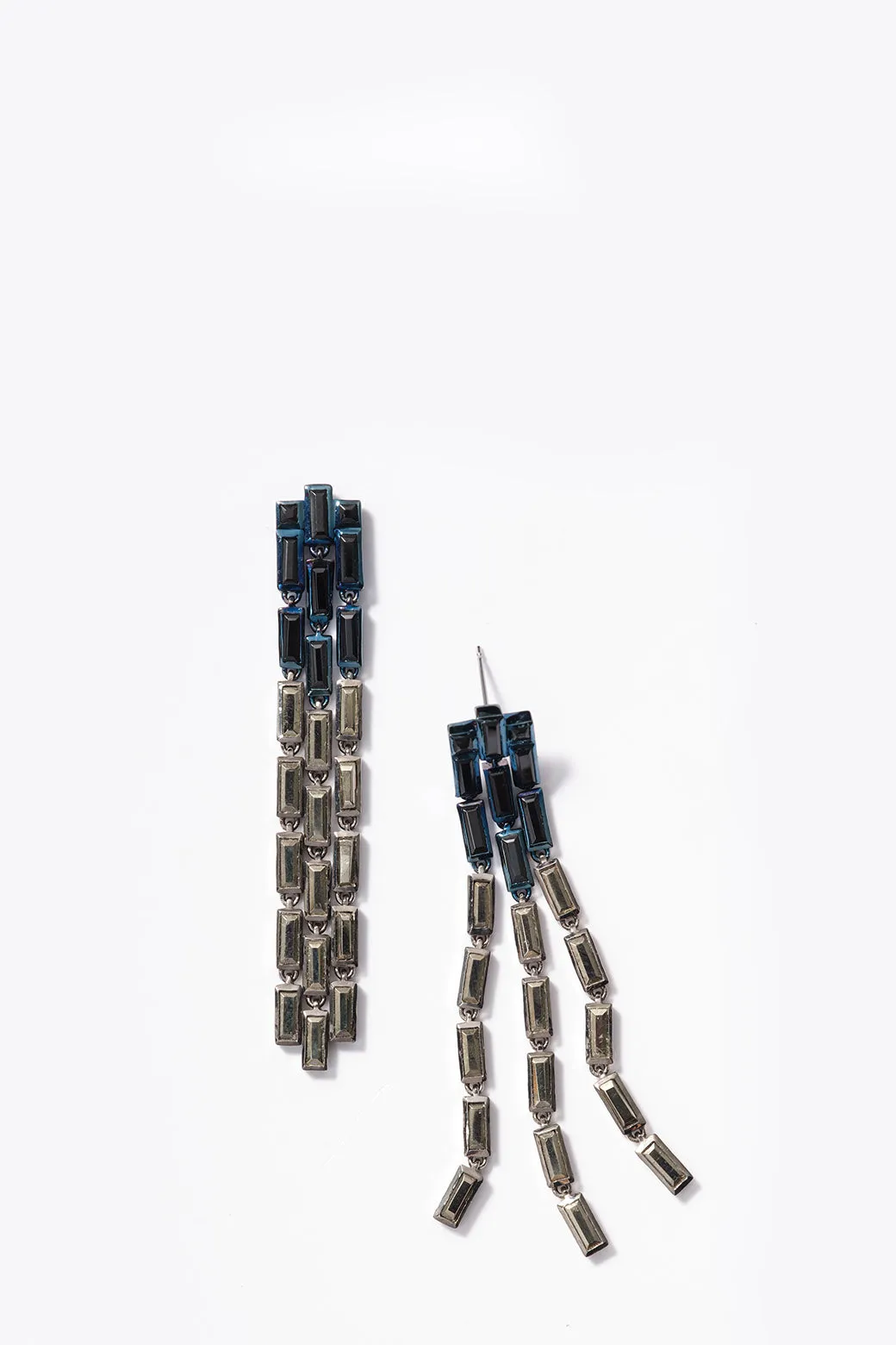 Triple Baguette Stiletto Earrings - Pyrite & Black Spinel