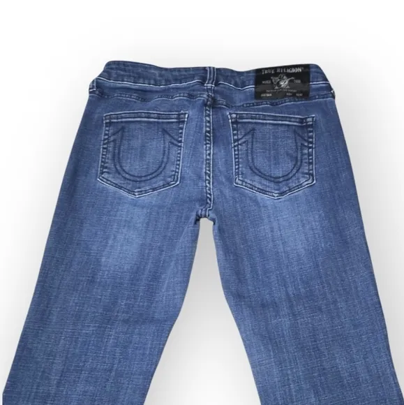 True Religion Women's Becca Mid Rise Bootcut Jeans Dark Wash 31Wx31.5 Inseam