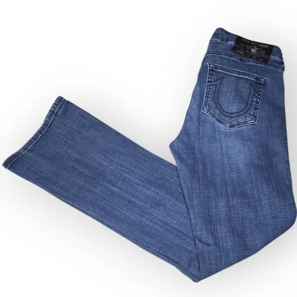 True Religion Women's Becca Mid Rise Bootcut Jeans Dark Wash 31Wx31.5 Inseam