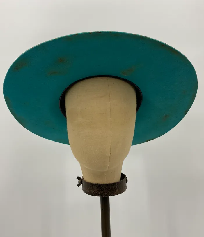 Turquoise Vintage Distressed Hat w/ Concho - 6-7/8