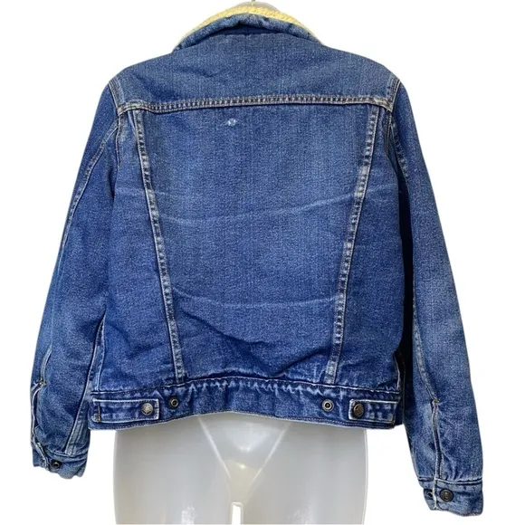Vintage Silver Spur 90s Faded Distressed Denim Sherpa Lined Jacket