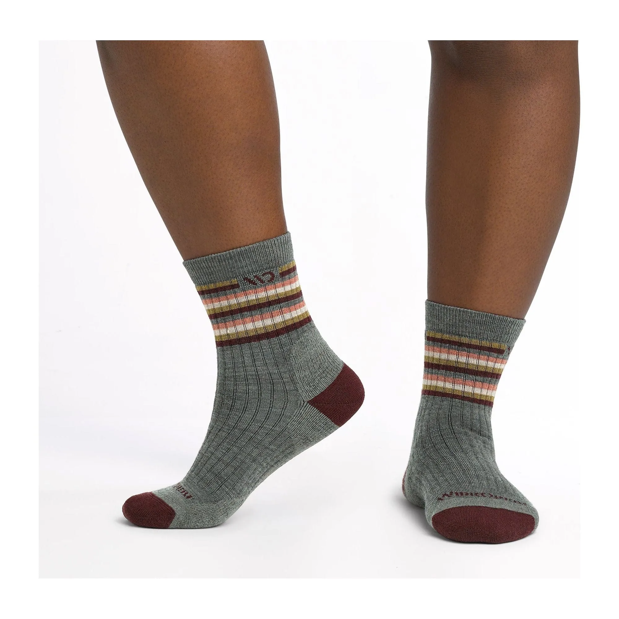 Wide Open Womens Multi Stripe Cushioned Micro Crew Socks