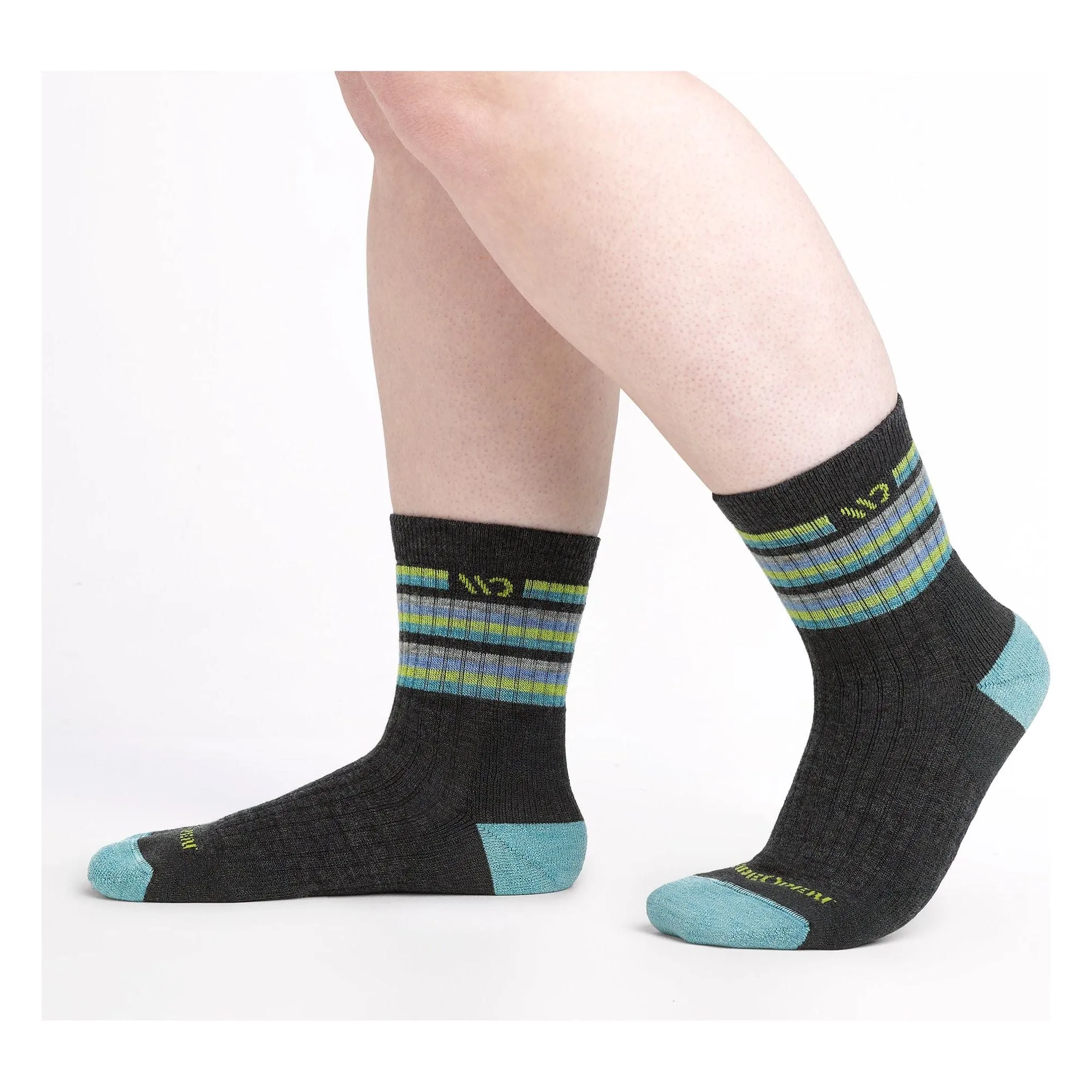 Wide Open Womens Multi Stripe Cushioned Micro Crew Socks