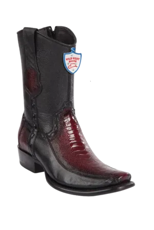 Wild West Botas de Pata de Avestruz Horma Dubai Toe Faded Burgundy