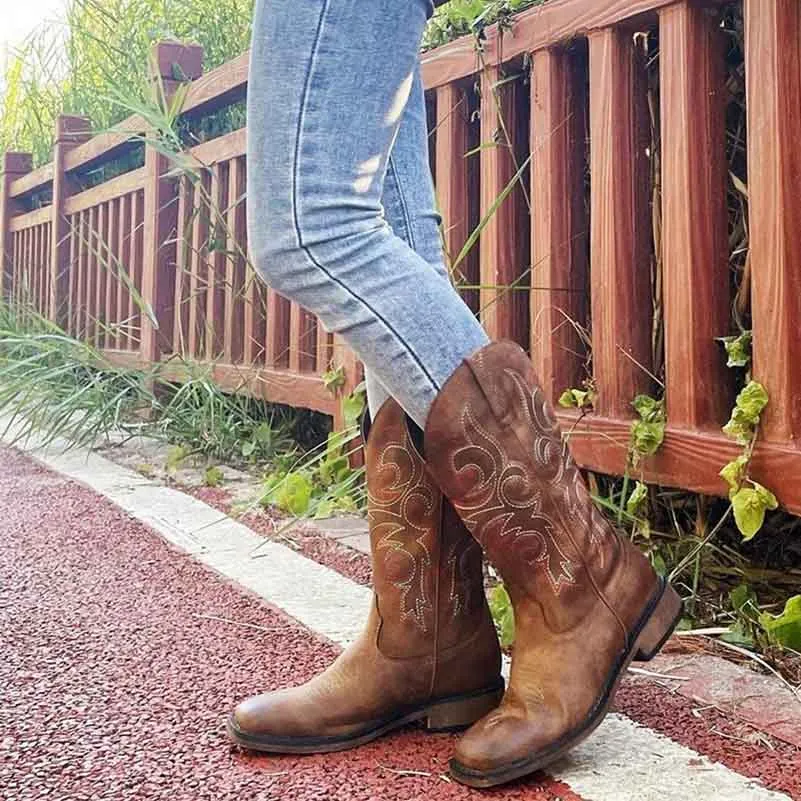 Women West Cowgirl Boots Embroidered Cowboy Boot
