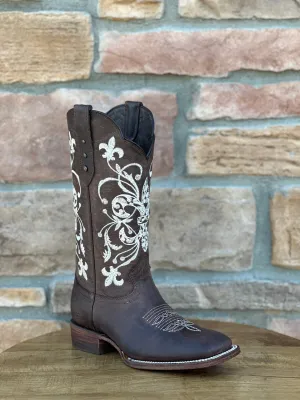 Women's Artillero Brown Embroidered Western Boots